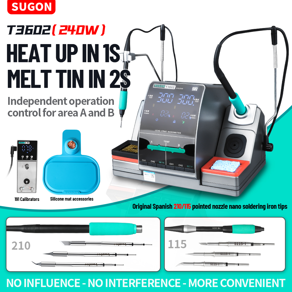 Soldering Iron Temperature Probe - SUGON T3602 240W Soldeerstation Dubbele Handgreep