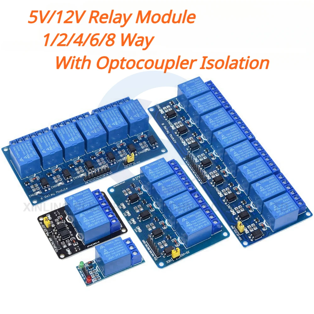 Relay Module 4 Channel - 5/12V 1/2/4/6/8 Kanaals Relaismodule Met Optocoupler