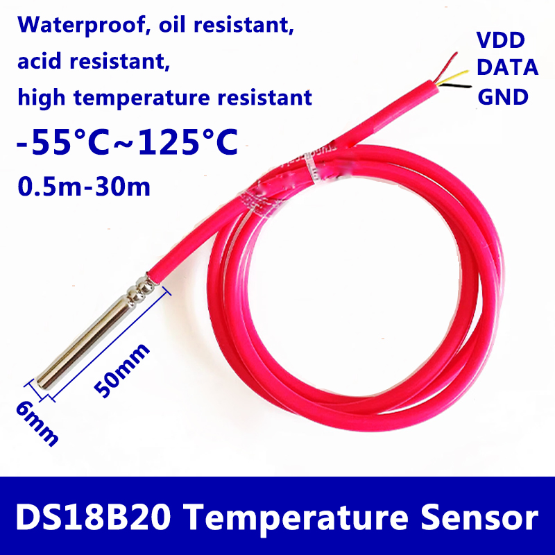 Ds18B20 - DS18B20 Waterdichte digitale temperatuursensor 6 mm