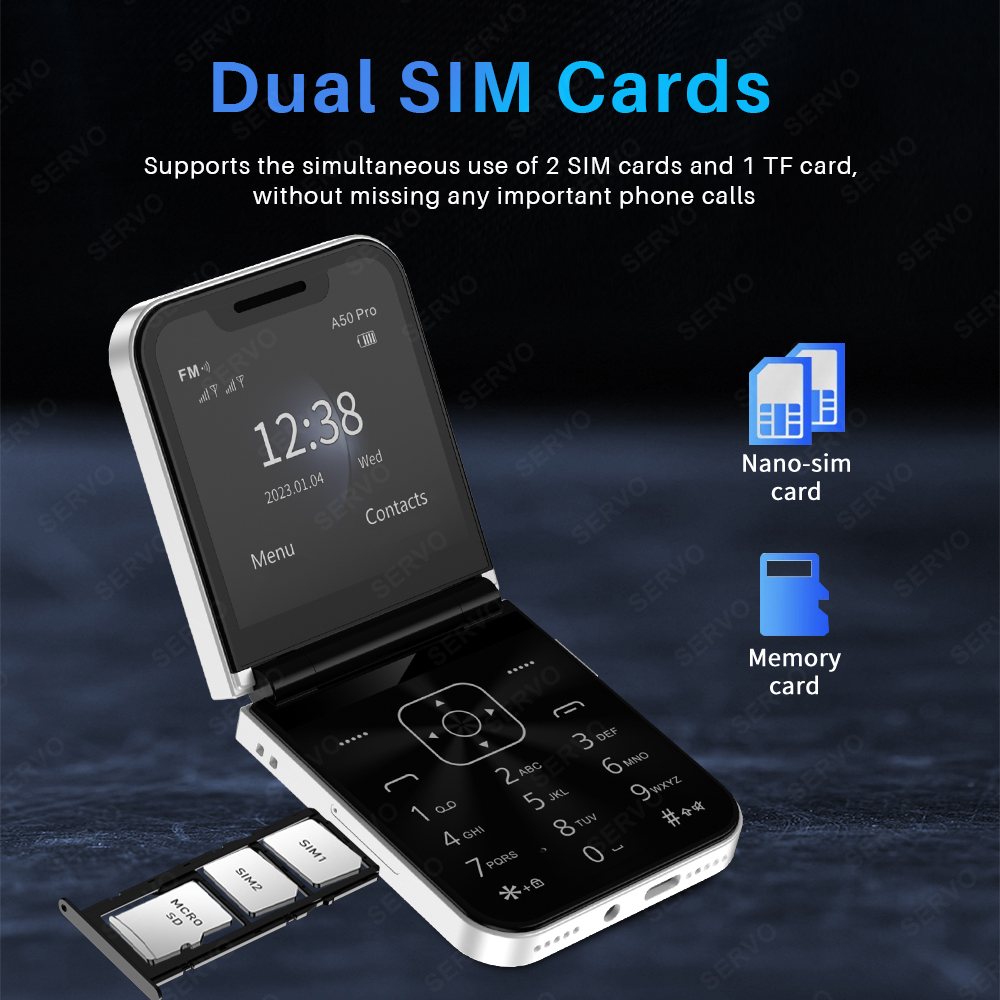 SERVO A50 PRO Flip mobiele tel - Tft Display 2.4 recensie en prijs