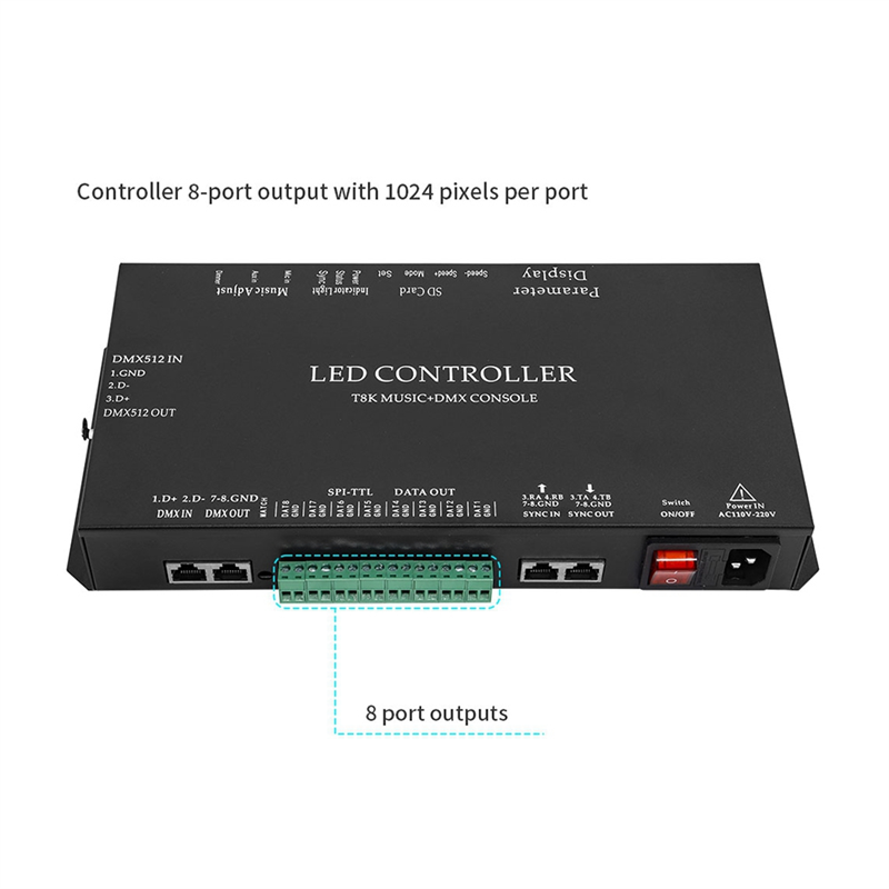 T8K Muziek + DMX Console 8 Kan - Ws2812B recensie en prijs