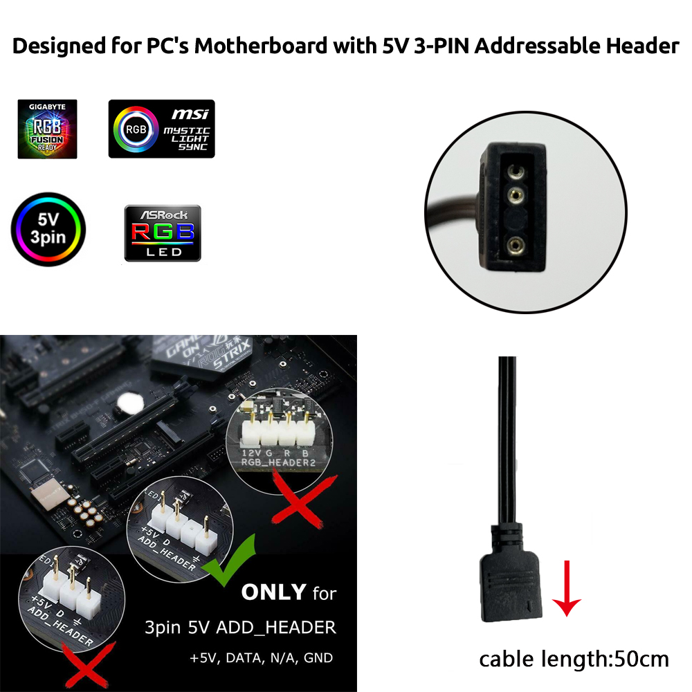 5V ARGB 3-pins header voor Asu - Ws2812B recensie en prijs